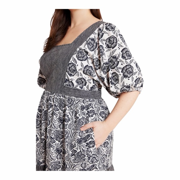 NWT! Anthropologie | Blooming Print Cotton Adrienne Flounced Midi Dress Size 16W - Picture 4 of 16